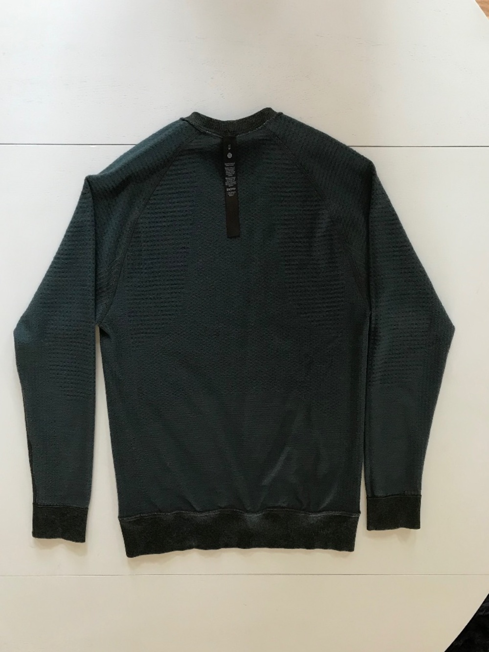 LULULEMON THERMOREGULATION LONG SLEEVE MERINO WOOL-BLEND OLIVE CREW - Picture 9 of 13